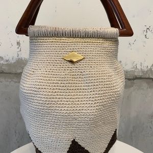 Hobo Cotton Handwoven Bag with Wooden Handles